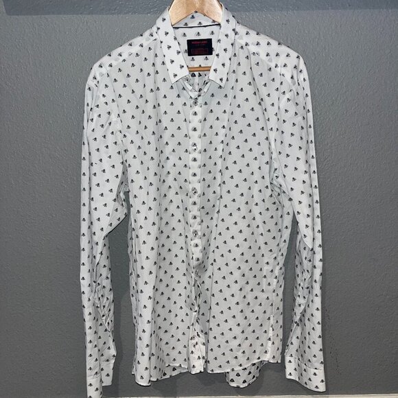 JARED LANG AFTER HOURS Button Down Shirt GUCCI STYLE BEE PATTERN - XL SLIM FIT - Picture 1 of 12